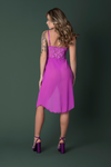 Neon Orchid Desire: Butterfly Lace Flyaway Gown & Thong Set