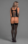Harlot Cupless Lace-Up Corset & G-String Set with Buckles – Lust Collection