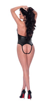 Aura Open Crotch Leather Look Teddy with Studs & Halter Neck – Lust Collection