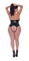 Aura Open Crotch Leather Look Teddy with Studs & Halter Neck – Lust Collection