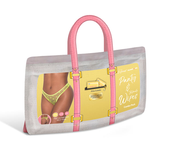 Cosmic Chic Neon High‑Leg Tanga & Pina Colada Wipes Set