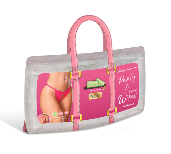“Forbidden Fruit” Crotchless Lace Tanga & Sweetums Watermelon Wipes