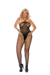 black crochet halter bodystocking open crotch fishnet