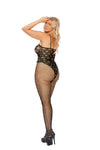 black crochet halter bodystocking open crotch fishnet_Back
