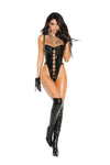 "Liquid Vice" Lace-Up Vinyl Teddy – Underwire Boost & String Straps
