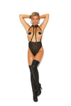"Steel Temptation" Vinyl & Fishnet Teddy – Studded Contrast & Side Closure