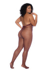 Midnight Desire Fishnet Bodystocking with Floral Lace & Crotchless Cut