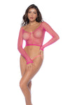 Enchanted Allure 2-in-1 Sexy Mesh Lingerie Top & Stocking Ð Black/Red/Pink