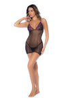 Enchanted Nights Fishnet Lace Mini Dress with Sheer Seduction Ð Black/Purple