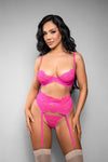 JULIETTE Magenta Lace Bra & Garter Set – Sheer Lingerie Set S/M to 3X/4X | Lúsha Lustré