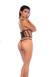 Seductive Corset Two Piece Lingerie Set with Lace-Up Back Ð Black