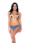 Boho Energy Tattoo Print Triangle Top & Shorts Two Piece Set