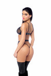Seductive Black Three-Piece Lingerie Set Ð Bra, Thong & Garter Belt