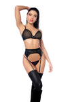 Seductive Black Three-Piece Lingerie Set Ð Bra, Thong & Garter Belt