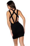 Show off your best assets in this dress with deep neckline and open back with a strappy design.