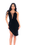 Daring Nights Plunging Halter Dress with All Over Lace-Up Ð Black