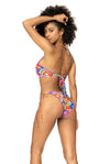 Fashionable Crochet Print Monokini - Embroidered Trims with Medium Bottom Coverage