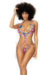 Fashionable Crochet Print Monokini - Embroidered Trims with Medium Bottom Coverage - High-quality, stylish, and affordable.