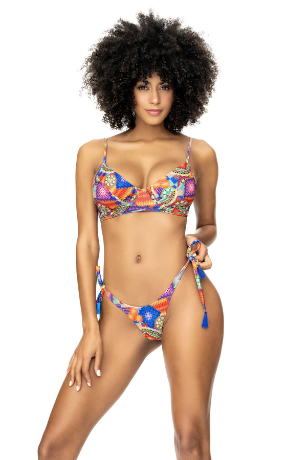 Supportive Two-Piece Swimsuit - Adjustable Underwire Top with Side Tie Bottom - High-quality, stylish, and affordable.