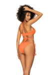 Playful Ribbed Two-Piece Swimsuit - Criss Cross Top with Side Tie Bottom