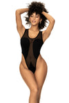 Black Mesh Contrast One-Piece Swimsuit - Daring and Comfortable - High-quality, stylish, and affordable.