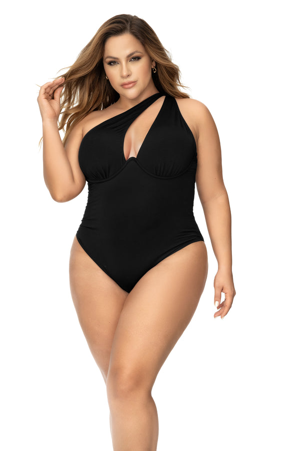 Elegant One Shoulder Swimsuit - Underwire Support with Medium Coverage