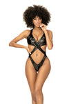 Gloss Black Monokini - Criss Cross Design with Medium Coverage - High-quality, stylish, and affordable.