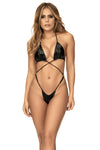 Star of the Season Gloss Black Monokini - Cross Detail with Adjustable Thong - High-quality, stylish, and affordable.