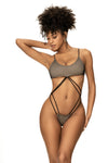 Fishnet Fabric Monokini - Comfortable Fit with Thong Coverage - High-quality, stylish, and affordable.