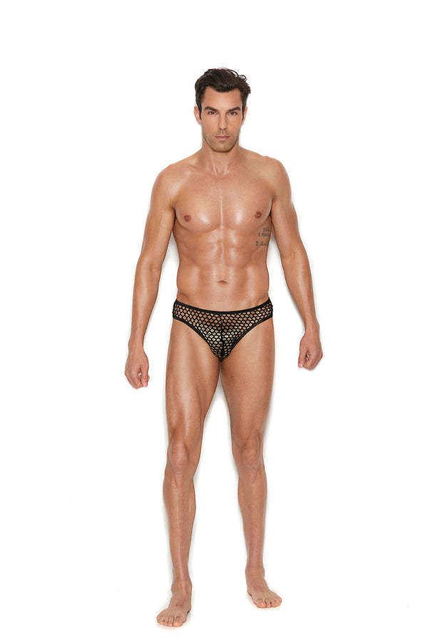 Elegant Moments Men's Fishnet Thong Back Brief