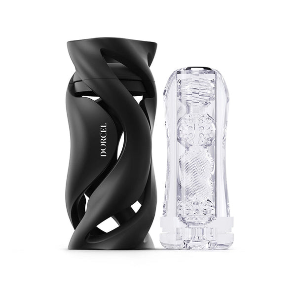 Deep Blow – Transparent Manual Masturbator with Interchangeable Sleeves - White