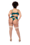 Three-Piece Eyelash Lace Lingerie Set | Underwire Top, Garter Belt & Thong