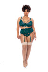 Three-Piece Eyelash Lace Lingerie Set | Underwire Top, Garter Belt & Thong