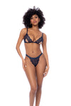 Three-Piece Lace Lingerie Set | Bralette, Garter Belt & Thong with Semi-Open Cups