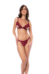 Three-Piece Lace Lingerie Set | Bralette, Garter Belt & Thong with Semi-Open Cups