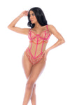 Sultry Rose Whisper Teddy with Lace-Up Back & Faux Boning
