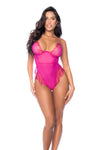 Trendy Lace Bodysuit with Underwire Support & Eyelash Trim Ð Pink/Blue