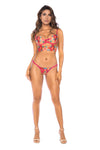 Seductive Garden Bustier Set with Floral Embroidery & Thong