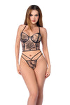 Chic Nude & Black Two-Piece Bustier Set ✦ Sexy Sheer Contrast Lingerie