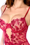 Passionate Red Lace Bustier Set ✦ Sexy Sheer Underwire Lingerie