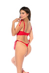 Seductive Red Two-Piece Lace Lingerie Set with Satin Tie Accents