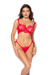 Seductive Red Two-Piece Lace Lingerie Set with Satin Tie Accents