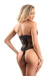 Floral lace sweetheart neckline corset with lace up back closure and matching g-string panty