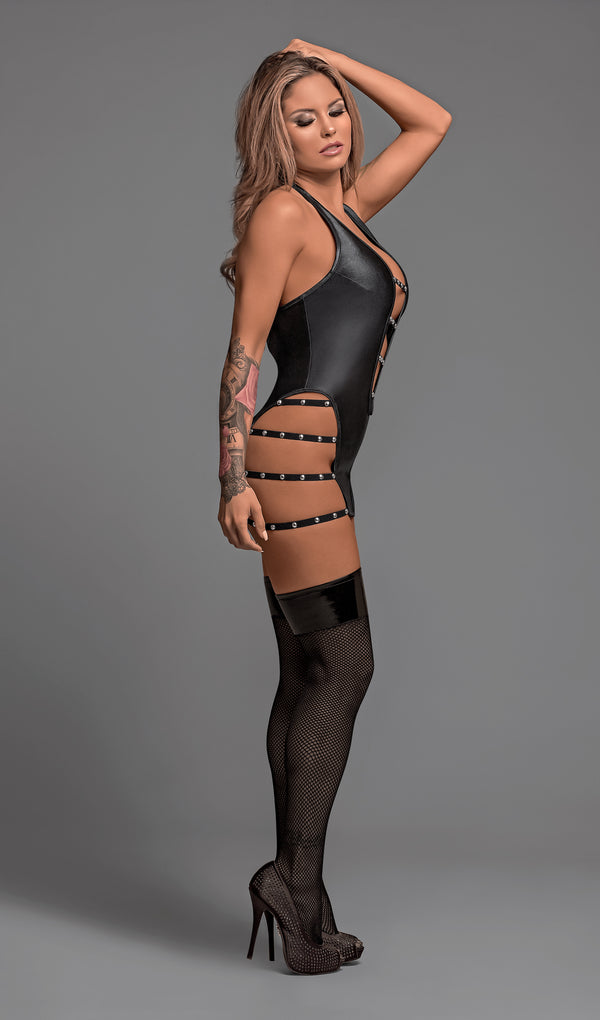 Portia Strappy Deep V-Plunge Mini Dress & G-String – Lust Collection