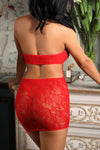 FEEL THE HEAT Seamless lace halter dress with rhinestone detail bodice