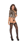 Elegant Moments Lace Thigh High With Back Seam And Lace Stay Up Silicone Top