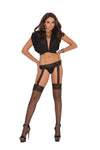 Elegant Moments Diamond Net Thigh Hi With Lace Top And Attached Lace Garter Belt