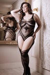 Celestial Sensuality with the Astral Allure Crotchless Teddy & Attached Stockings
